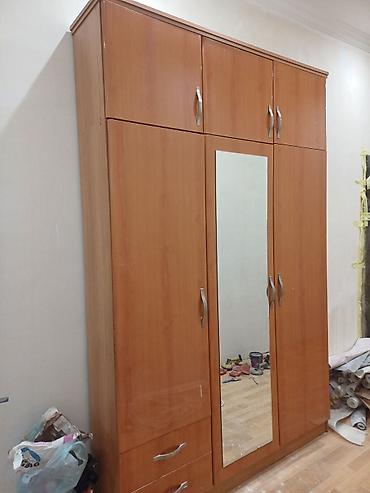 Dolablar: Güzgülü 4 qapılı dolab - Material: ağac teksturalı laminat/MDFlam — 2