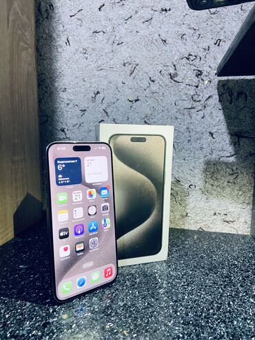 Apple iPhone: IPhone 15 Pro Max, Б/у, 256 ГБ, Natural Titanium, Зарядное устройство, Защитное стекло, Чехол, 91 %