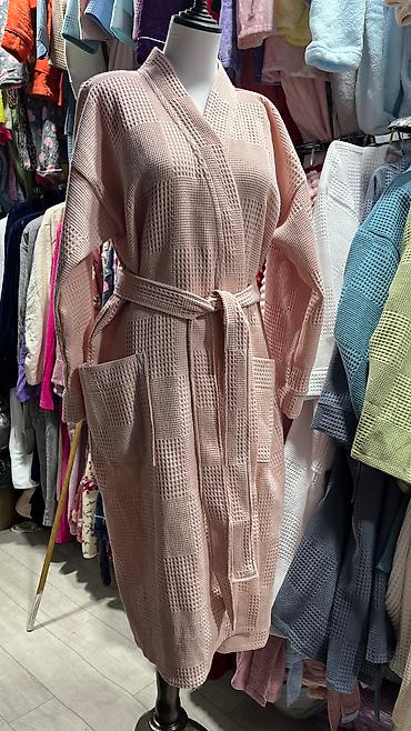 Халаты: Мужской женский вафельный халат 100% хлопок Мягкая и впитывающая ткань — 6