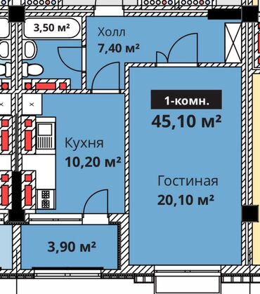 срочно продаётся 1 комнатная квартира в районе ошского рынка по улице молодая гвардия токтогула: Курулуп жатат, Элитка, 1 бөлмө, 45 кв. м