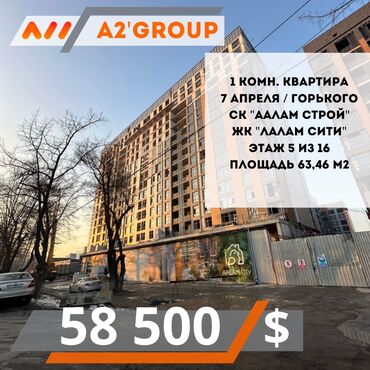 Продажа квартир: 1 комната, 63 м², Элитка, 5 этаж, ПСО (под самоотделку)