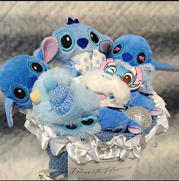 flowers: Плюшевый букет в голубой гамме “Stitch” Запоминающийся подарок - — 1