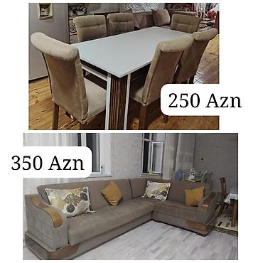 bedroom: Mebel dəsti 1) Yemək masası və 6 ədəd stul - Masa: düzbucaqlı, ağ üst — 1