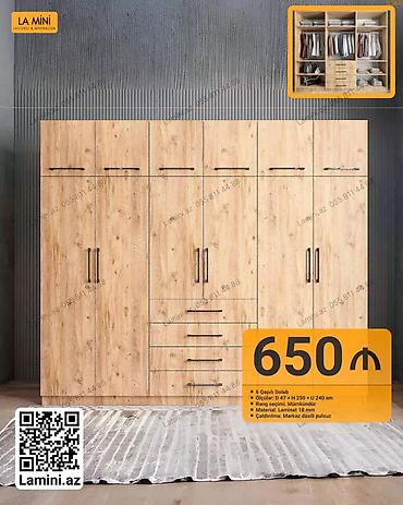- 6 qapılı geyim dolabı - Ölçülər: dərinlik 47 sm x hündürlük 250 sm x