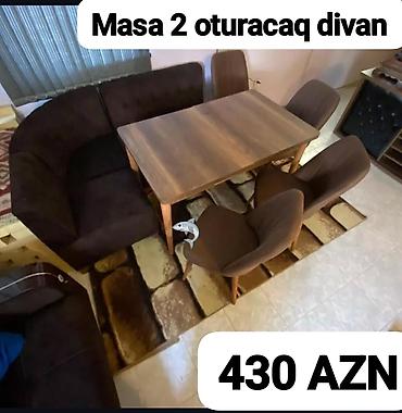 metbext divanı: Mətbəx/qonaq otağı üçün masa və oturma dəsti: - Dəst: 1 masa, 2 — 1