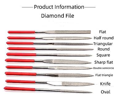 Turpije: Komplet od 10 dijamantskih turpija raznih oblika — 6