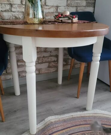 круглый деревянный стол реставрация: Кухонный Стол, Б/у