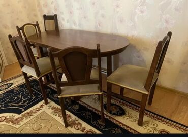 Комплекты столов и стульев: Для гостиной, Б/у, Прямоугольный стол, 6 стульев
