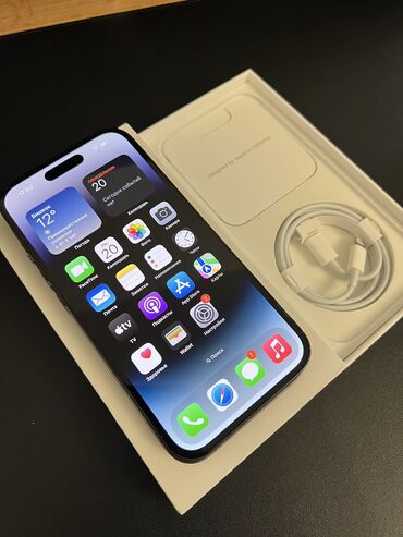 Apple iPhone: IPhone 14 Pro, Б/у, 128 ГБ, Graphite, Зарядное устройство, Кабель, Коробка, 100 %