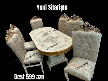 Sifarişlə masa və oturacaq dəstləri: Oval masa, Qonaq otağı üçün, 6 nəfər, Açılmayan, Azərbaycan, Zəmanətli — 1