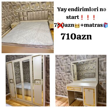 Yataq otağı üçün nəzərdə tutulmuş bu dəstə çarpayı, dolab və tualet