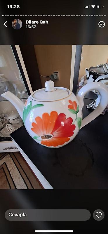 ucuz su çənləri: Porcelain çaydan - Material: porselen - Rəng və dizayn: ağ fon — 1