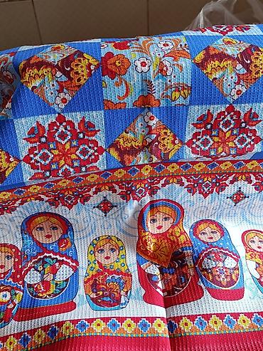 Полотенца: Кухонные вафельные полотенца с ярким принтом. размер 50/70 Материал — 12