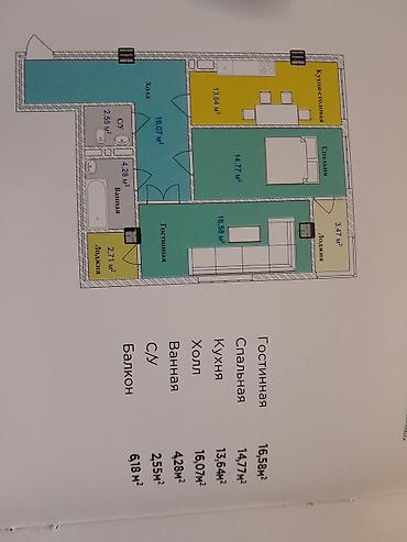 7 мкр квартира: 2 комнаты, 74 м², Курманжан-Датка мкр., Элитка, 7 этаж, ПСО (под самоотделку) — 5