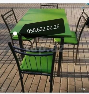 Masa və oturacaq dəstləri: 120 manatdan başlayir. Stol stul desti anbardan satiş var. Modellərə — 16