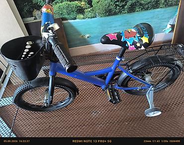 grand bicycle: Uşaq velosipedi – 16” təkərlər - Rəng: mavi gövdə, qara detallar - — 2