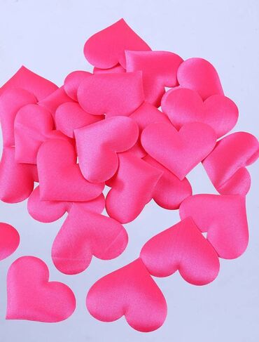 декор цветы: Сердечки атласные, декоративные, размер 2,0 х 1.5 см, упаковка 100 шт