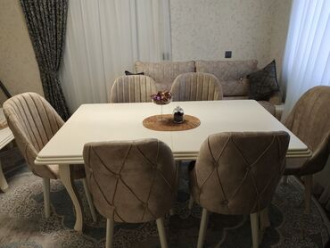 ev üçün stol: Qonaq otağı üçün, Yeni, Açılan, Dördbucaq masa, 6 stul, Azərbaycan