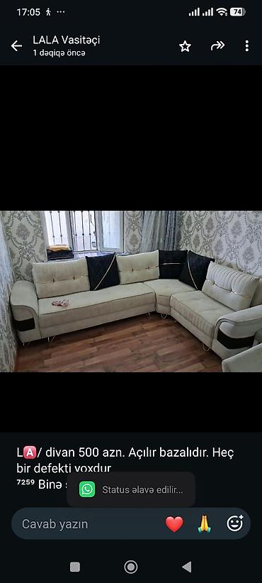 L🅰/ divan 500 azn. Açılır bazalıdır. Heç bir defekti yoxdur ⁷²⁵⁹ Binə