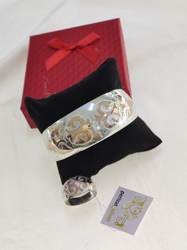 женские браслеты пандора: Серебряный Билерик+ кольцо Серебро напыление золото 925 пробы