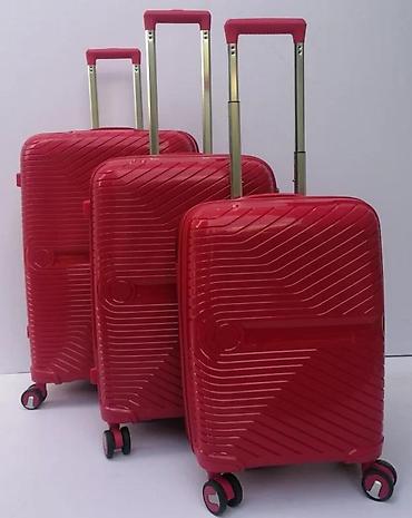 Putni koferi i torbe: Set crvenih kofera – 3 komada - Dizajn: moderni polikarbonatni/ABS — 2