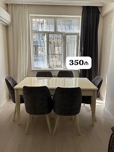 Qonaq otağı üçün, İşlənmiş, Açılan, Dördbucaq masa, 6 stul