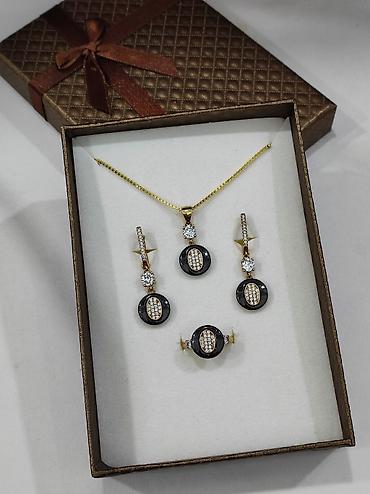 Серебряные наборы украшений: Серебряный Набор+ Цепочка Серебро МС напыление жёлтое золото 925 — 4