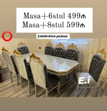 Столы: Для гостиной, Новый, 6 стульев