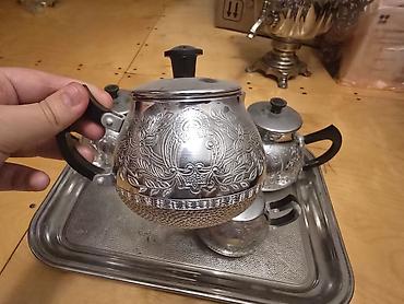 cay serviz: Çay dəsti, rəng - Gümüşü, Metal — 7