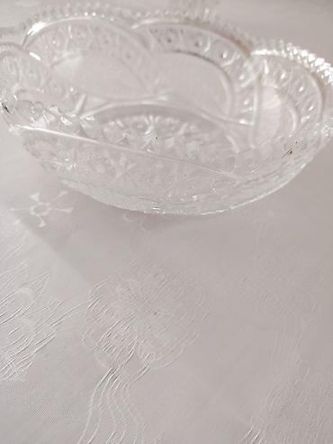 termo qab: Kəna xətli şüşə/kristal qab - Material: 2 eded qalın, şəffaf şüşə — 1