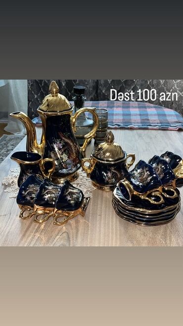 Cadillac: Çay dəsti, rəng - Göy, 6 nəfərlik