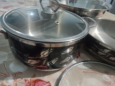 Tava-qazan dəstləri: Rəng - Gümüşü, Paslanmayan polad — 3