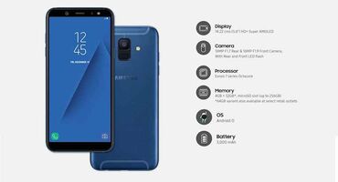 samsung a6 2018 qiymeti: Samsung Galaxy A6, 32 ГБ, цвет - Синий, Сенсорный, Отпечаток пальца, Две SIM карты