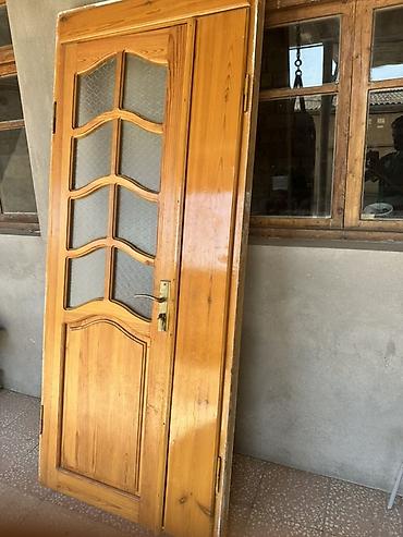Ремонт и строительство: Taxta otaq qapısı – şüşəli model - Material: təbii ağac (şpon deyil) — 4