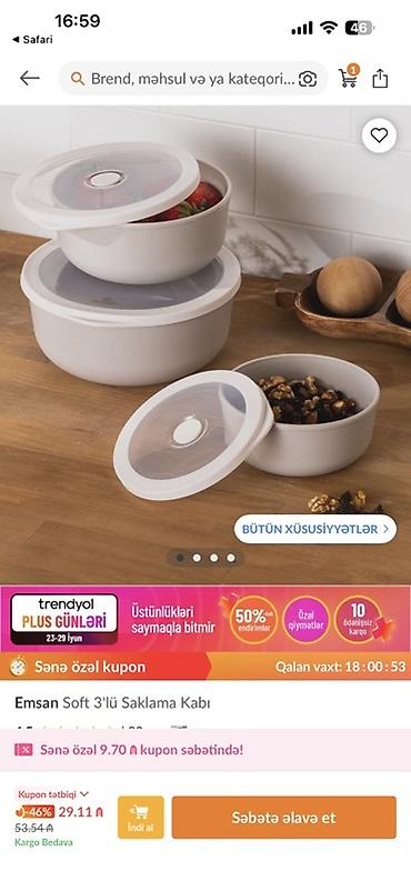 plastik bocka: Emsan Soft 3’lü Saklama Kabı – qida saxlama qabları dəsti - Brend — 2