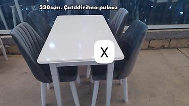 Yemək masası dəsti - Dəst: 1 masa + 4 stul - Rəng: ağ masa, tünd boz lalafo.az -da Yemək masası dəsti - Dəst: 1 masa + 4 stul - Rəng: ağ masa, tünd boz