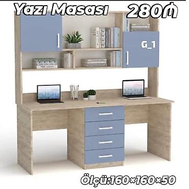masa ofis: Düz masa, Stulsuz, Polkalı, Siyirməli, Sadə laminat — 1