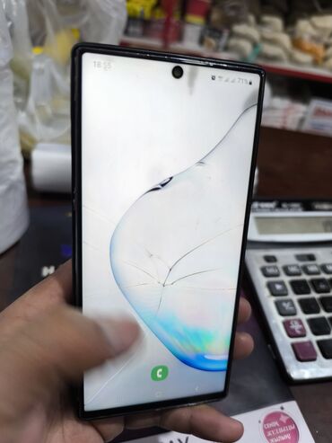 билайн симка: Samsung Note 10 Plus, Б/у, 256 ГБ, цвет - Голубой, 2 SIM