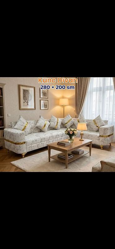 Divan və kreslo dəstləri: Məhsul: Künc divan dəstləri - Ölçülər: 280 × 200 sm (şəkildə qeyd — 6