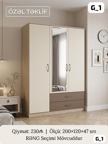 hamam ref: G_1 model paltar şkafı - Ölçü: 200×120×47 sm - Qiymət: 230₼ - Rəng — 1