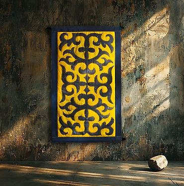 Другой текстиль: Стёганое шелковое панно с традиционным Кыргызским орнаментом — — 11