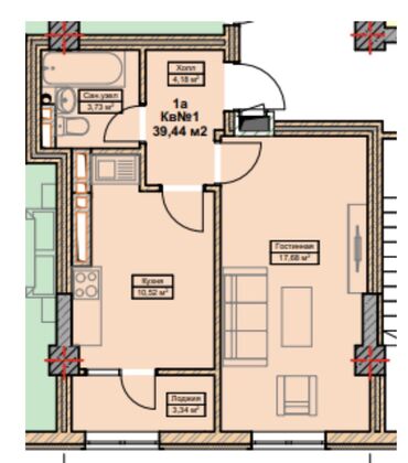 сдаю квартиру 1ком: 1 комната, 40 м², Элитка, 10 этаж, ПСО (под самоотделку)