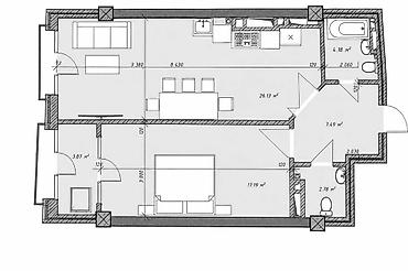 18: 2 комнаты, 61 м², Южная Магистраль Элитка, 11 этаж, ПСО (под самоотделку) — 4