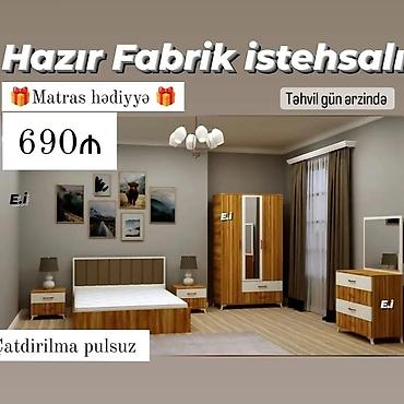 Yataq otağı dəsti – hazır fabrik istehsalı Komplekt: - 2 nəfərlik