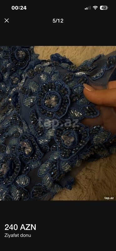 Ziyafət donları: Ziyafət donu – 240 AZN - Rəng: mavi - Model: uzun, A-kesim ətəkli — 5