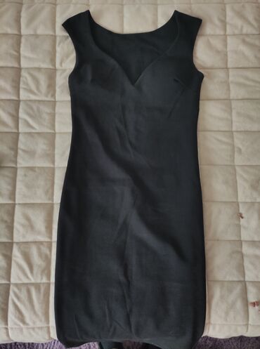 crna lanena haljina: S (EU 36), M (EU 38), bоја - Crna, Koktel, klub, Na bretele