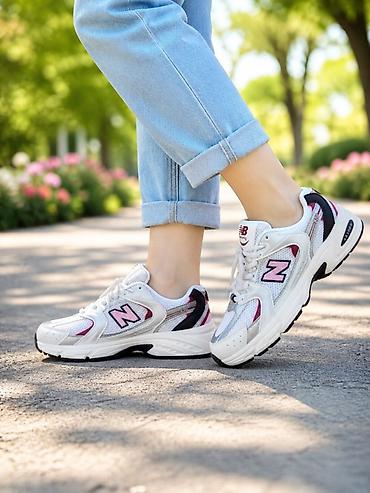 mexmer parca: New Balance 530 qadın idman krossovkası - Rənglər: ağ əsas, gümüşü — 1