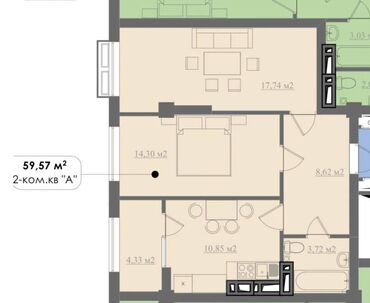 сдается 2 комнатная квартира в джале: 2 комнаты, 58 м², Элитка, 6 этаж, ПСО (под самоотделку)