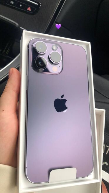 Apple iPhone: IPhone 14 Pro, Б/у, 128 ГБ, Deep Purple, Защитное стекло, Чехол, Кабель, 89 %