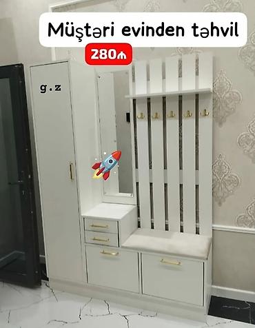 стильная прихожая мебель: Dəhliz üçün çoxfunksiyalı mebel dəsti - Rəng: ağ - Komplekt: şkaf — 1